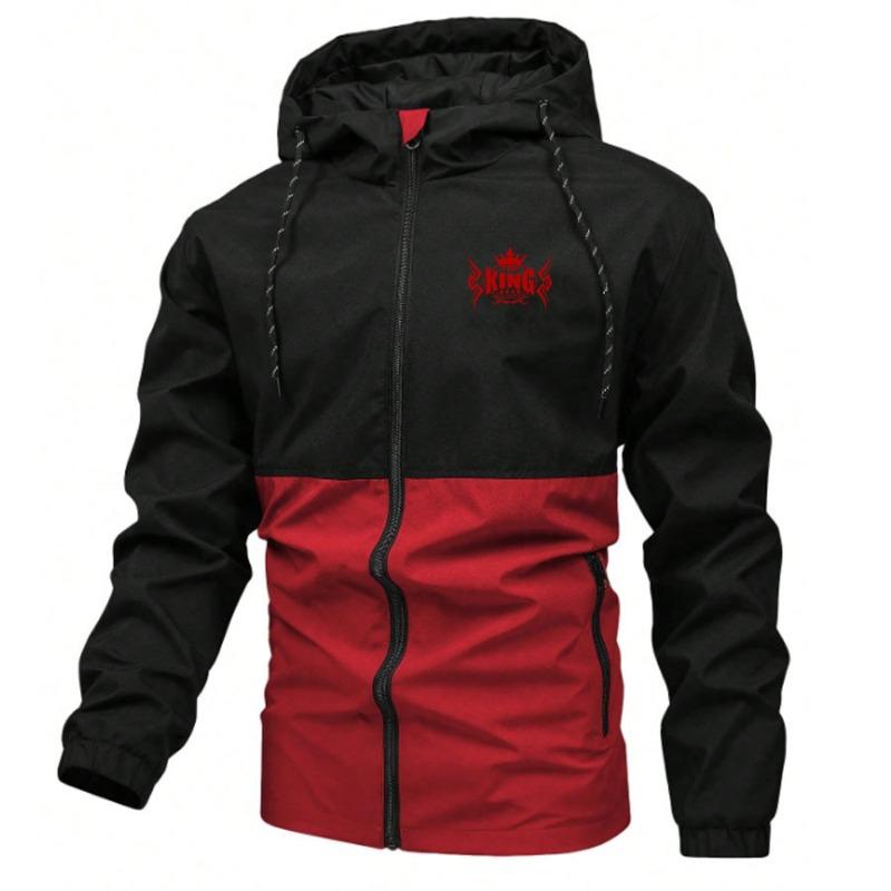 TOP KING GEAR Men's Colorblock Hoodie Bomber Jacket