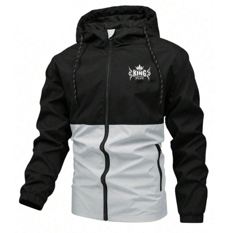 TOP KING GEAR Men's Colorblock Hoodie Bomber Jacket