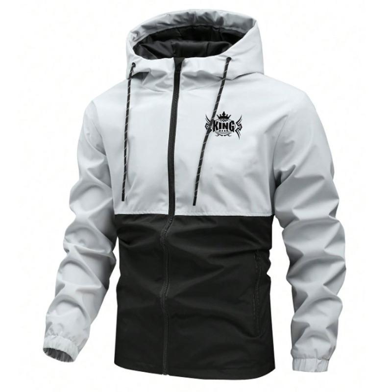 TOP KING GEAR Men's Colorblock Hoodie Bomber Jacket