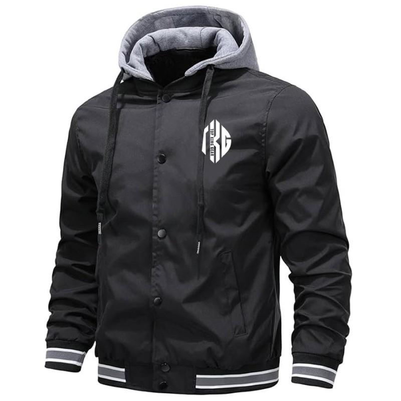 TOP KING GEAR Men's Premium Varsity Hooded Button Down Softshell Jacket - TKG-SSJ-5199