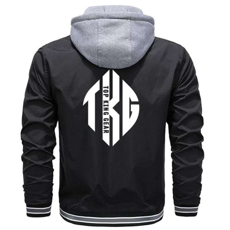 TOP KING GEAR Men's Premium Varsity Hooded Button Down Softshell Jacket - TKG-SSJ-5199
