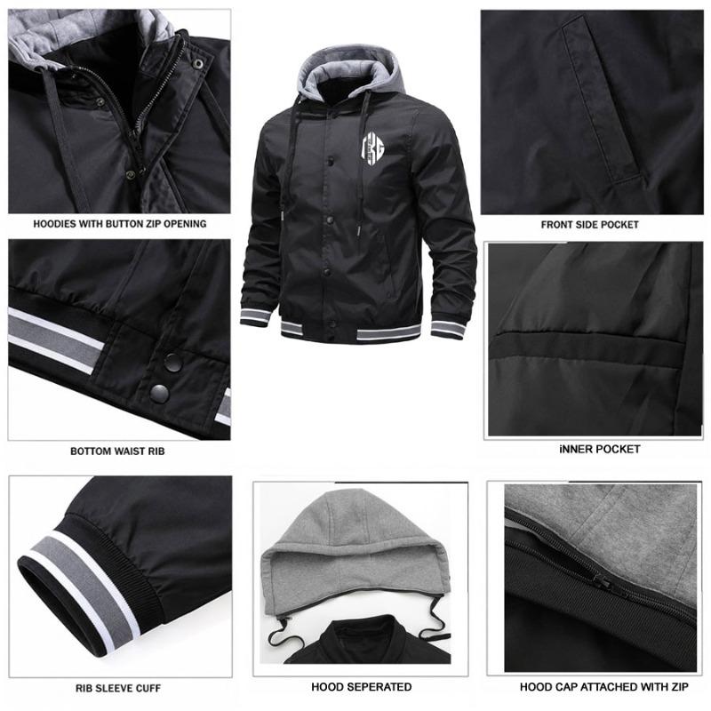 TOP KING GEAR Men's Premium Varsity Hooded Button Down Softshell Jacket - TKG-SSJ-5199