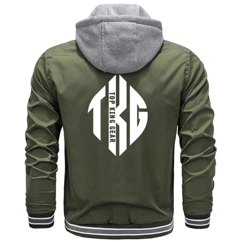 TOP KING GEAR Men's Premium Varsity Hooded Button Down Softshell Jacket - TKG-SSJ-5199