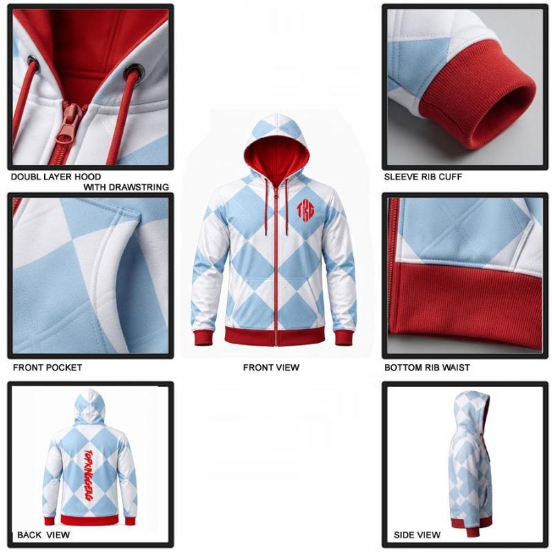 Premium Custom Sublimation Sports Hoodie - 100% Polyester 260/365 GSM Fleece Zip-up Pullover Hoodie | TOP KING GEAR