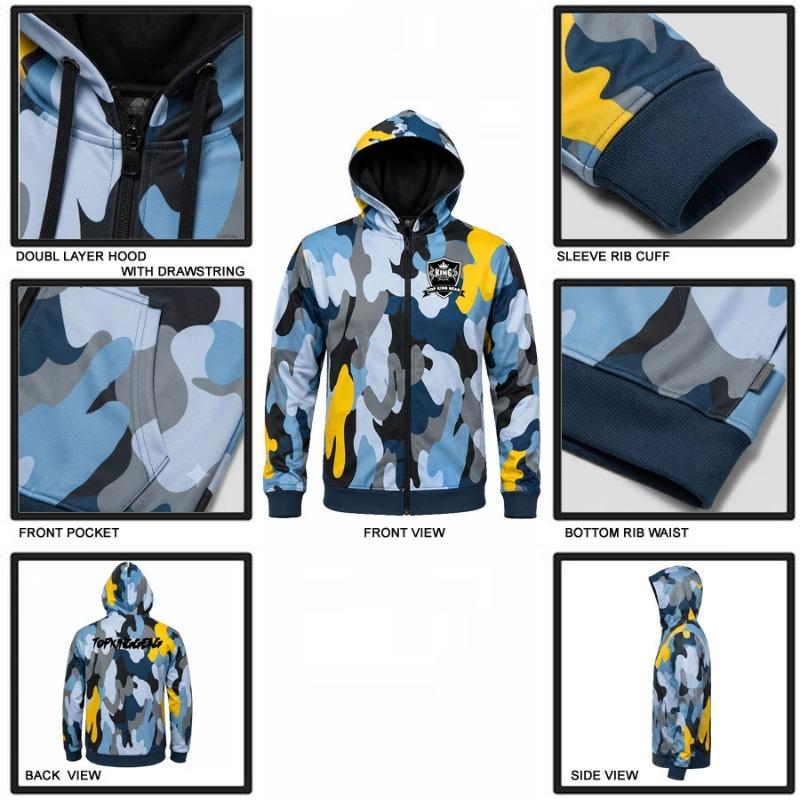 Premium Custom Sublimation Sports Hoodie - 100% Polyester 260/365 GSM Fleece Zip-up Pullover Hoodie | TOP KING GEAR