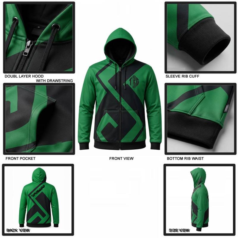 Premium Custom Sublimation Sports Hoodie - 100% Polyester Fleece Zip-up & Pullover | TOP KING GEAR