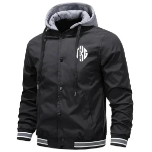 TOP KING GEAR Men's Premium Varsity Hooded Button Down Softshell Jacket - TKG-SSJ-5199
