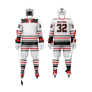 Custom Ice Hockey Uniform 100% Polyester Sublimation Stitched Team Name Number Men's Ice Hockey Uniform for College Tournaments