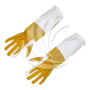 High-Quality Beekeeping Gloves Featuring Leather Palms and Elastic Cuffs | Secure and Comfortable for Hive Work