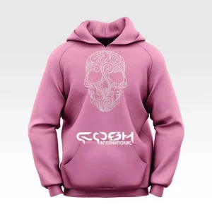 Casual Attire Pink Comfy Fleece Hoodie Adorned with Subtle Rhinestone Elegance-127-Manufacturing Company In Pakistan