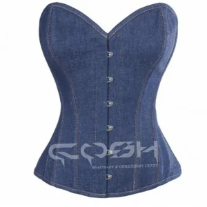Overbust Fashion Forward Blue Jeans Waist Trainer Top-Tier Corset-9970-Pakistani Producer