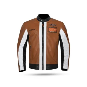 Men’s Retro Café Racer Leather Jacket – Classic Motorcycle Biker Outerwear