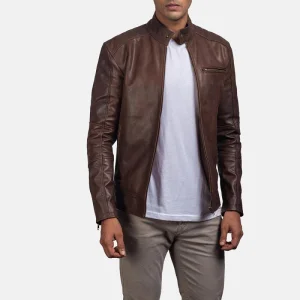 Dean Brown Leather Biker Jacket (Fashion Leather Jacket)