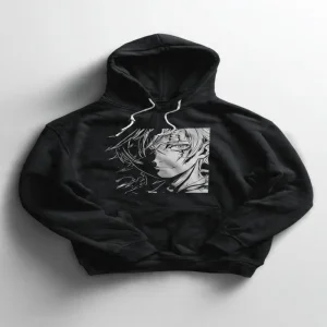 Anime Printed Hoodie in Black | Durable , Warm , Premium finishing , High Quality