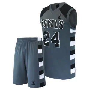 Elite Basketball Set | Grey Jersey, Striped Panels