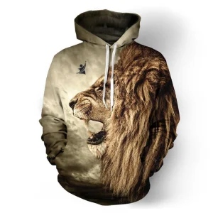 Men's Roaring Lion Graphic Hoodie – 3D Sublimation Printed