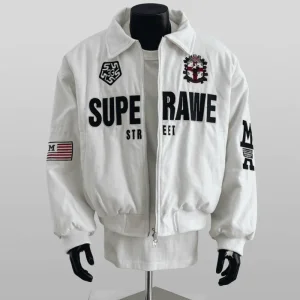 Custom Heavyweight Streetwear Bomber Jacket with Chenille Embroidery