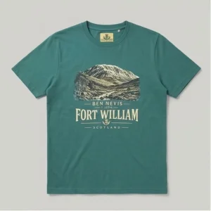 FORT WILLIAM Ben Nevis Scotland Graphic Tee for Men – Teal Green
