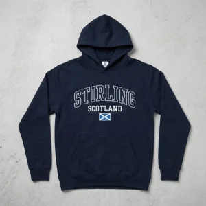 STIRLING Scotland Embroidered Men's Hoodie – Navy Blue