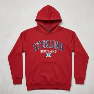 STIRLING Scotland Embroidered Men's Hoodie – Red