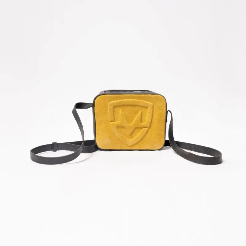 THE MILANO Genuine Leather Mini Crossbody Bag – Yellow & Black