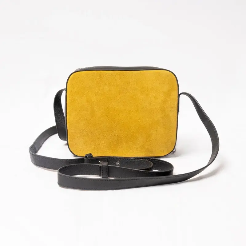 THE MILANO Genuine Leather Mini Crossbody Bag – Yellow & Black