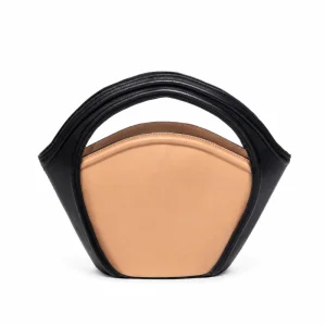 BUCKET Genuine Leather Handbag for Women – Black &amp; Nude