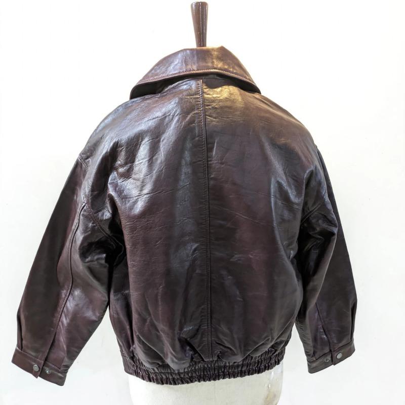 Men's Burgundy Sheepskin Leather Bomber Jacket — Vintage Motorcycle Style