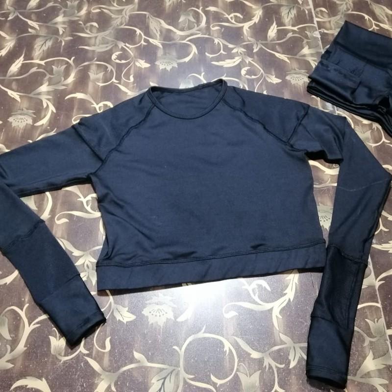High-performance women's sporty long-sleeve crop top