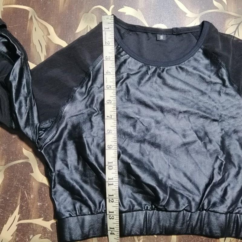 High-performance women's sporty long-sleeve crop top with Coated Lycra