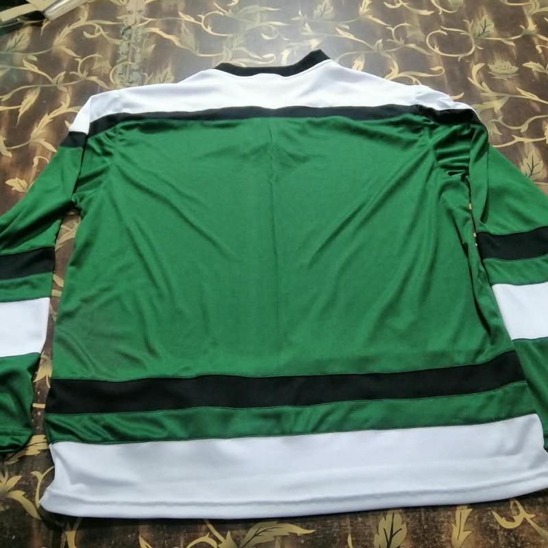 Professional Green, Black, and White Athletic Hockey Jersey