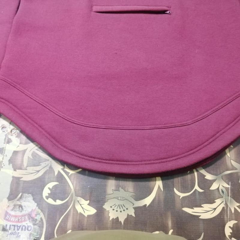 Pullover Hoodie with Curved Hem & Zip Pocket