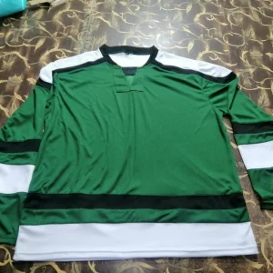 Professional Green, Black, and White Athletic Hockey Jersey