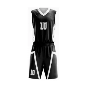 Peakzone Sports Custom Pro Black &amp; White Basketball Uniform Kit