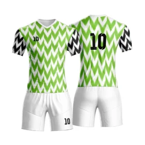 Rugby Uniform Set – Green &amp; White Rugby Jersey with Shorts