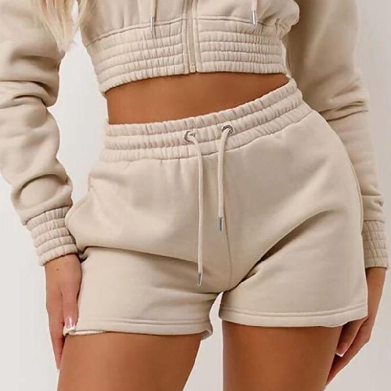 Custom Women's Hoodie and Shorts Set, Cropped Zip-Up Two Piece Streetwear, 100% Cotton Fleece, Wholesale Logo Tracksuit Manufacturer Sialkot