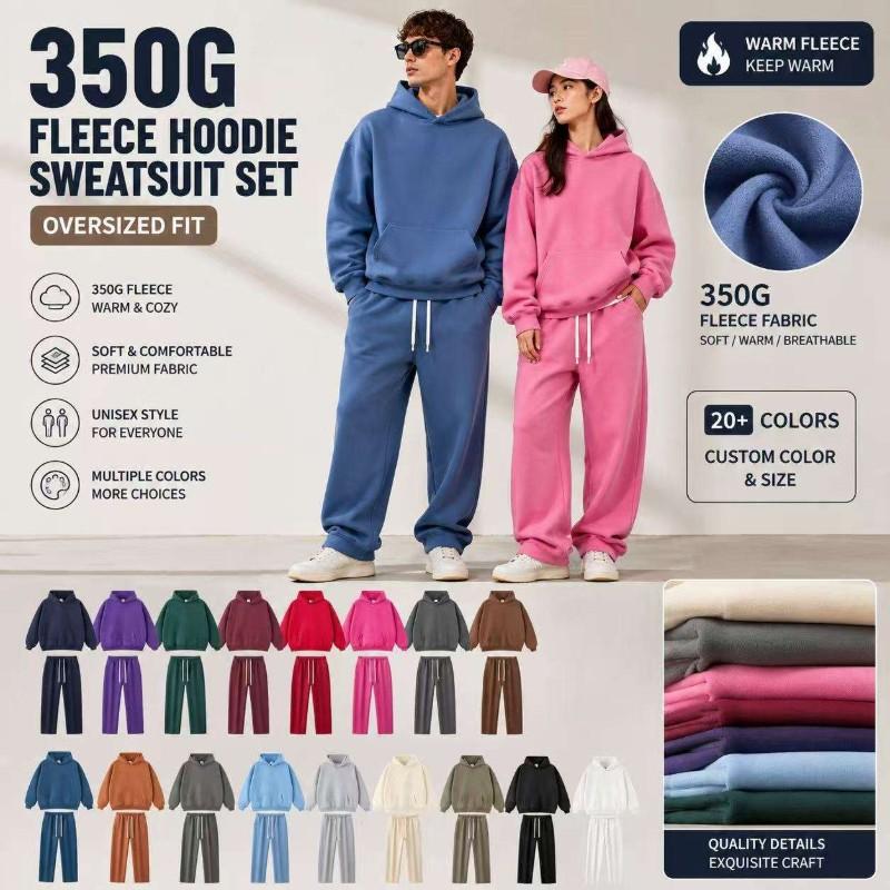 Wholesale Oversized Heavyweight Tracksuit, 350GSM Fleece Hoodie Sweatpants Set for Clothing Brands, Private Label OEM Manufacturer Sialkot, Pakistan