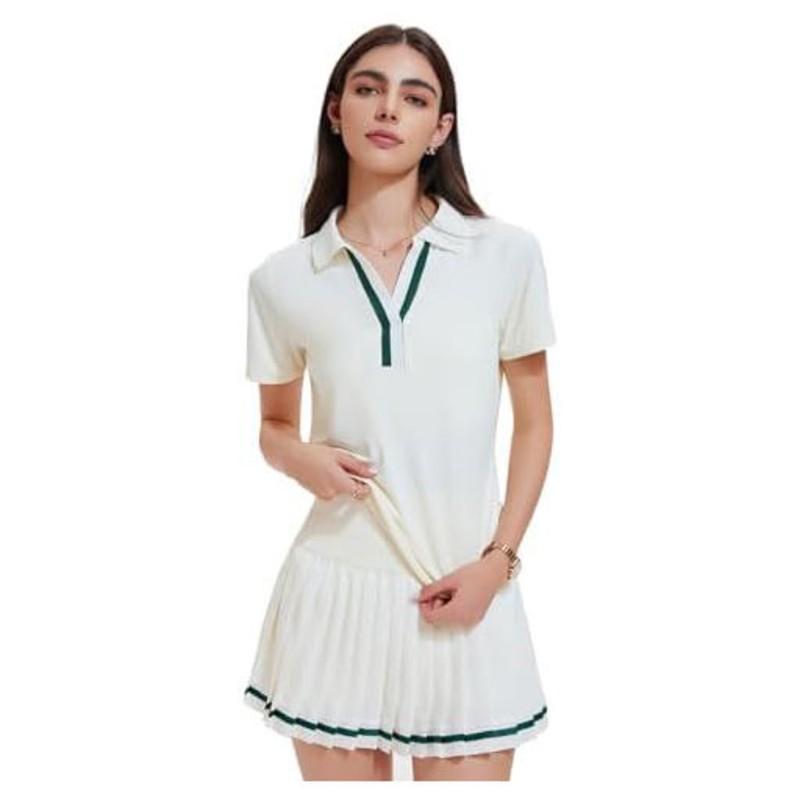 Tennis Apparel Women, Custom Polo Shirt and Pleated Skirt Set, Two Piece Tennis Wear, Golf Pickleball Activewear, OEM ODM Manufacturer Sialkot