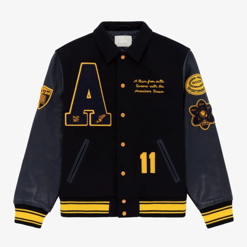 Custom Baseball Jacket, Wool Body Leather Sleeve Varsity Letterman Jacket, Chenille Embroidered Patch Appliqué, Streetwear