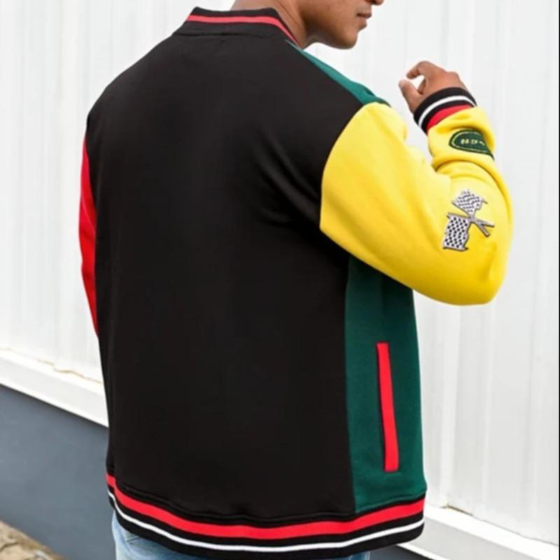 Custom Harajuku Retro Colorblock Letterman Jacket | Heavy Gauge Fleece Embroidered Graphic Hip Hop Varsity Jacket Bulk Supplier Sialkot, Pakistan