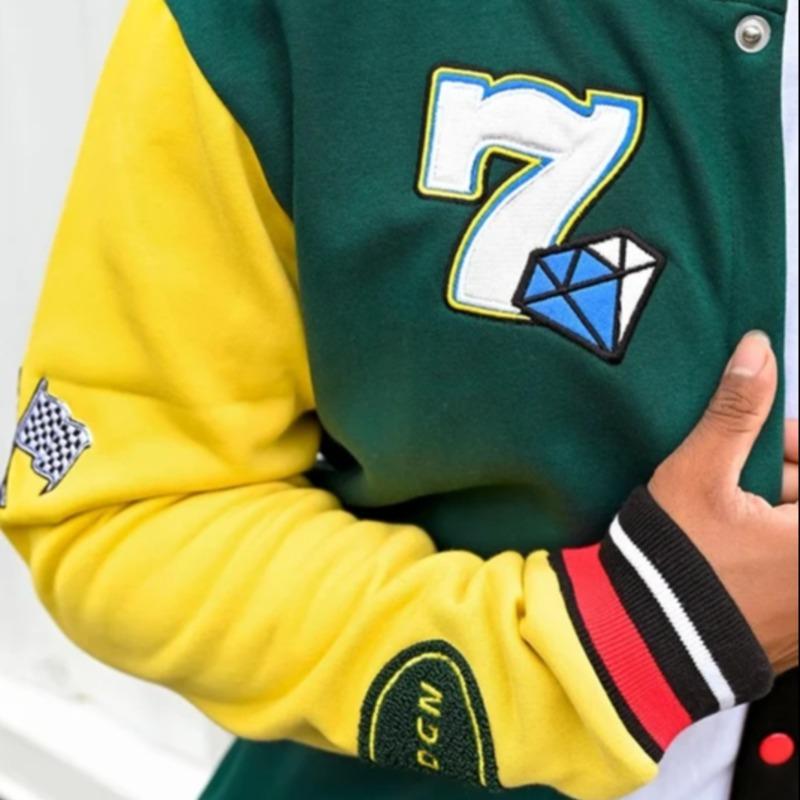 Custom Harajuku Retro Colorblock Letterman Jacket | Heavy Gauge Fleece Embroidered Graphic Hip Hop Varsity Jacket Bulk Supplier Sialkot, Pakistan