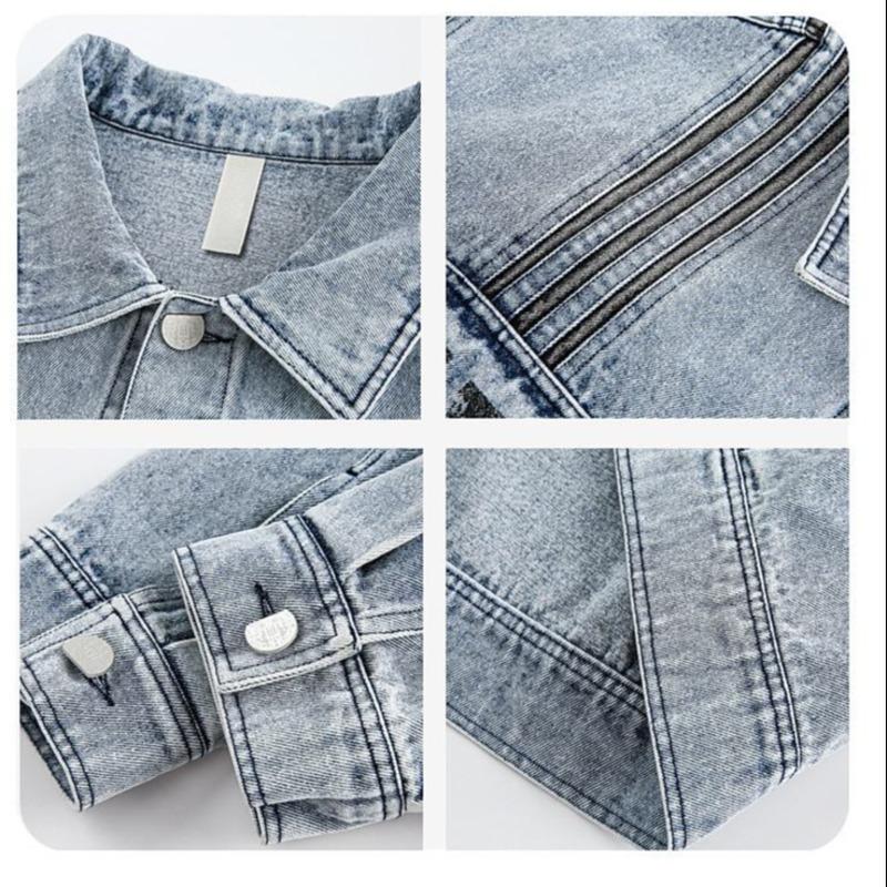 Wholesale Custom Denim Jacket Men for Clothing Brands, Vintage Wash Oversized Jean Jacket, Zipper Stripe Detail, Distressed Print, Streetwear Jean Jacket Manufacturer Pakistan
