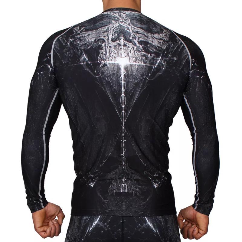 Custom Compression Shirt Men, Sublimated Long Sleeve Rash Guard, Slim Fit Stretch Base Layer, Gym MMA BJJ Training Top
