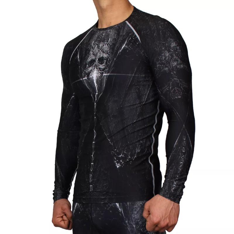 Custom Compression Shirt Men, Sublimated Long Sleeve Rash Guard, Slim Fit Stretch Base Layer, Gym MMA BJJ Training Top