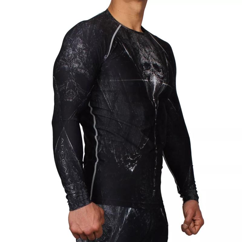 Custom Compression Shirt Men, Sublimated Long Sleeve Rash Guard, Slim Fit Stretch Base Layer, Gym MMA BJJ Training Top