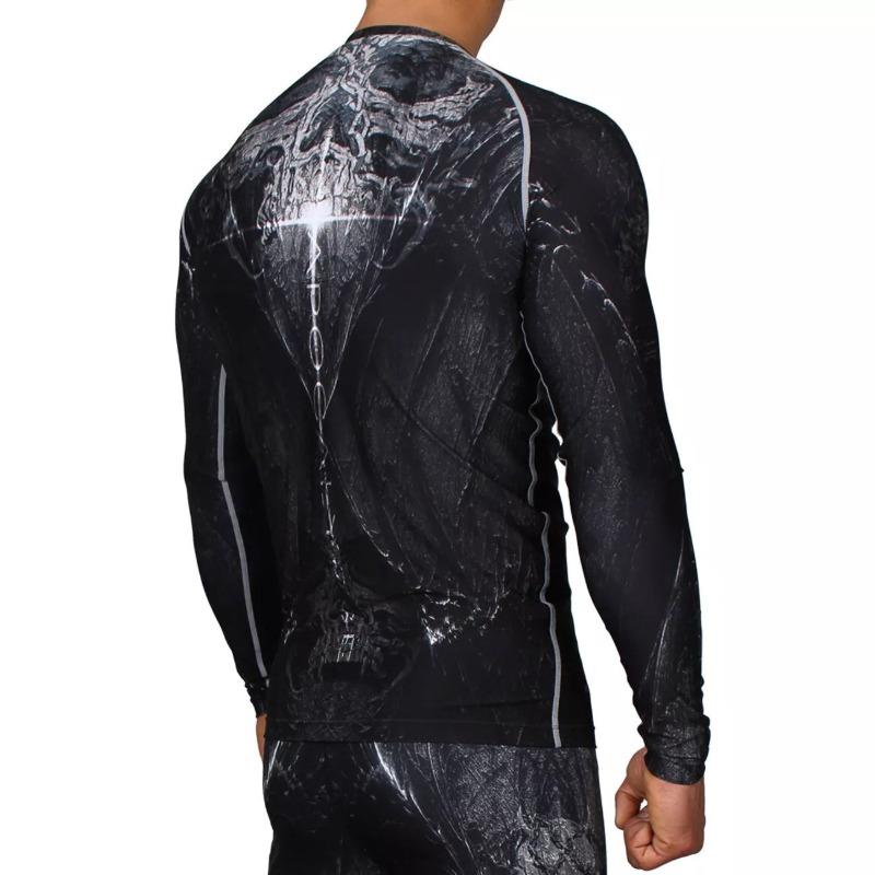 Custom Compression Shirt Men, Sublimated Long Sleeve Rash Guard, Slim Fit Stretch Base Layer, Gym MMA BJJ Training Top