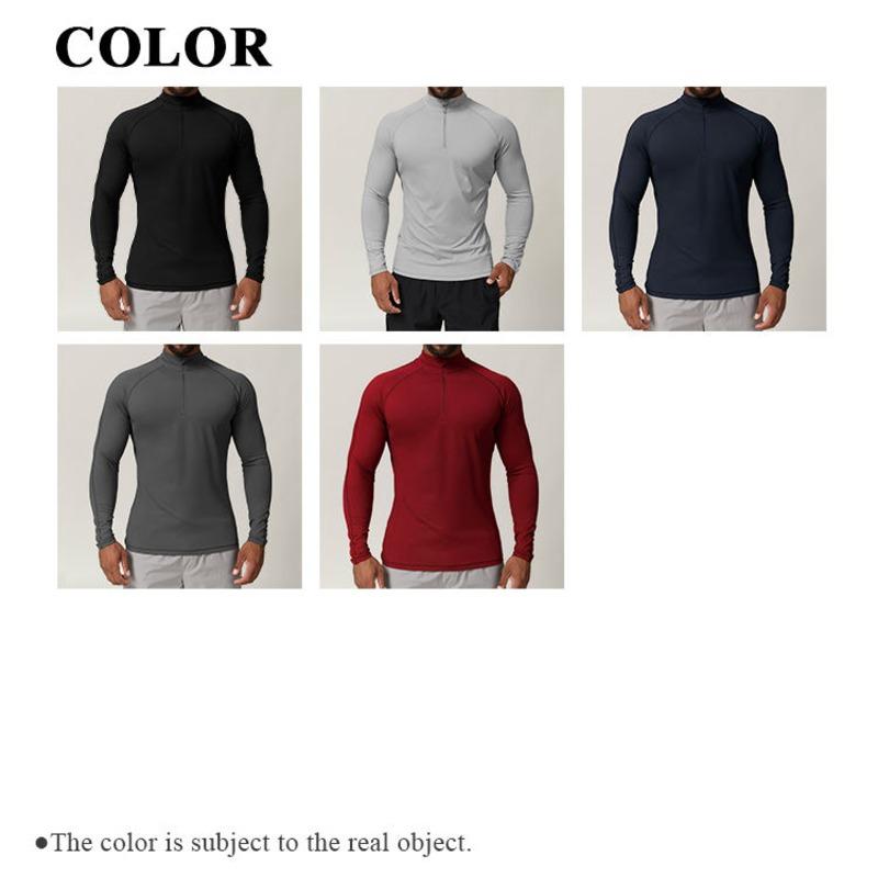 Plus Size Men's Half-Zip Long Sleeve T-Shirt Wholesale | Quick-Dry Stretch Polyester, Breathable & Anti-Pilling Activewear