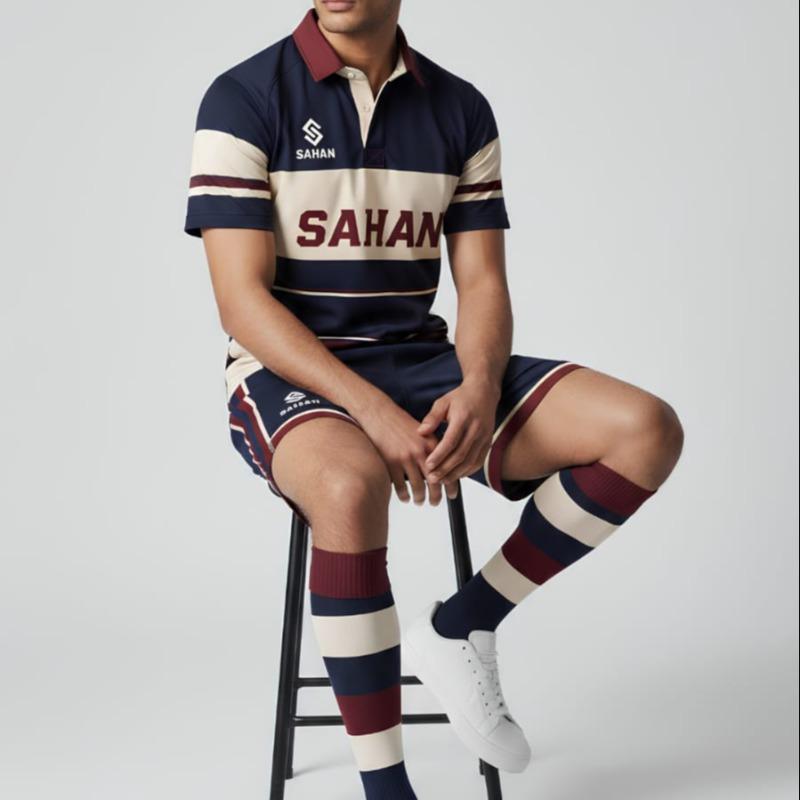 Custom Rugby Uniforms, Sublimation Printed Short Sleeve Rugby Jersey, Shorts and Socks Team Kit, Breathable Quick Dry Durable Polyester, Men Women Youth Plus Size, Custom Name Number Logo, OEM ODM Wholesale