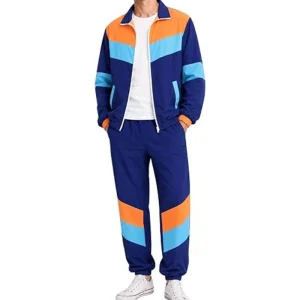 Wholesale Men's Vintage Track Suit, Retro Color Block Two Piece Set, Multiple Colors, Private Label OEM, Streetwear Tracksuit Manufacturer Sialkot