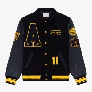 Custom Baseball Jacket, Wool Body Leather Sleeve Varsity Letterman Jacket, Chenille Embroidered Patch Appliqué, Streetwear